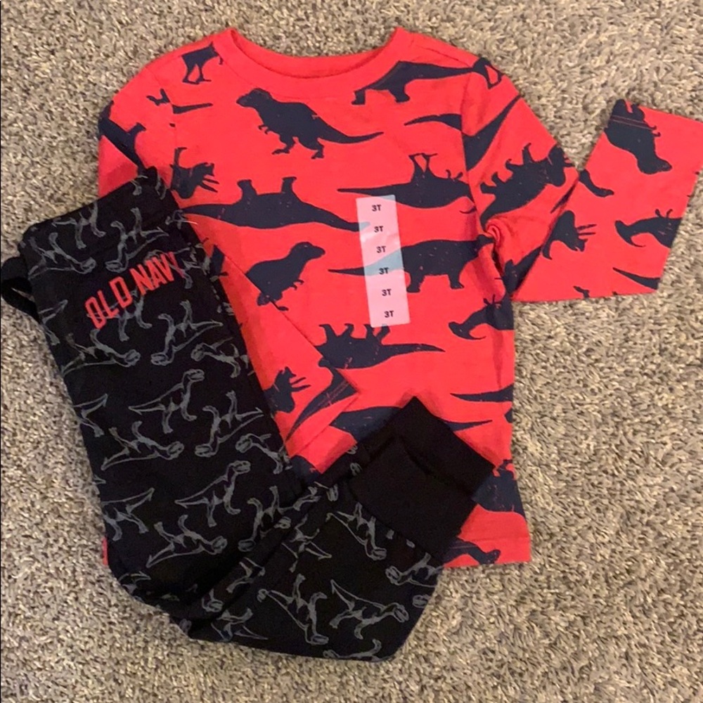 NWT boys dino print long sleeve tee & sweat pants